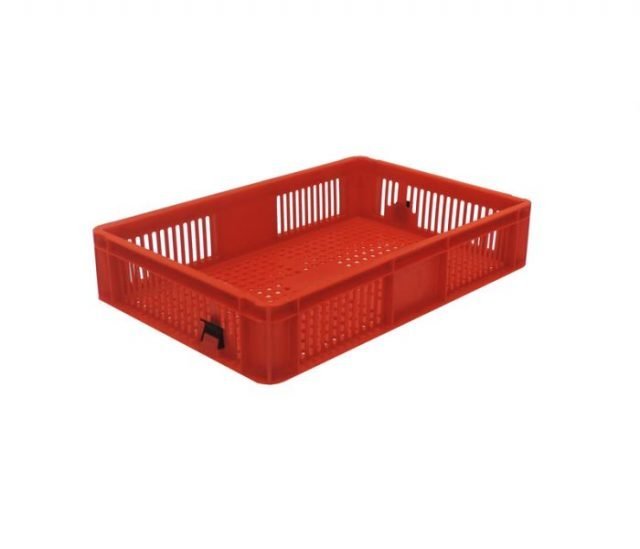 Euro Stacker 23 Ltr Perforated Red – 600 x 400